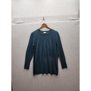 J. Jill Teal Long Sleeve Sweater Petite Cotton Blend Womens Professional Knitwea